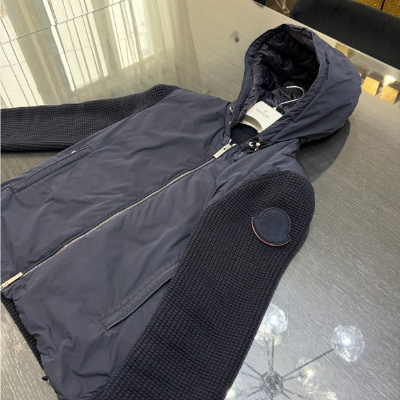 Moncler Black Quilted Jacket with Knit Detail - Picture 3 of 8